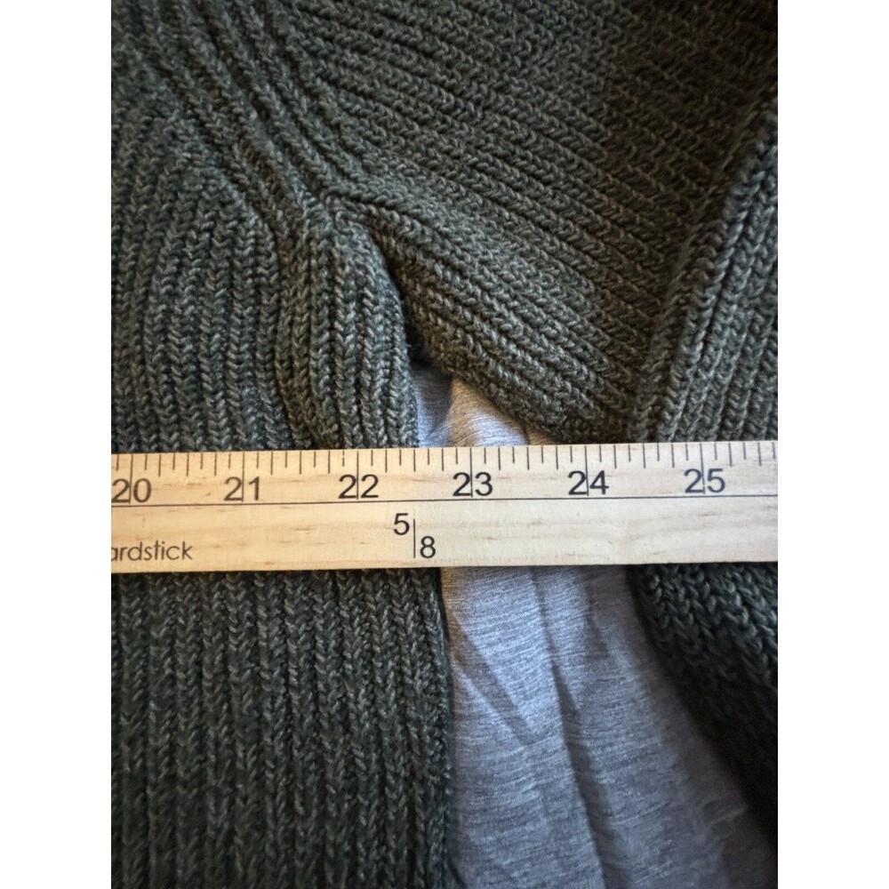 G.H. Bass & Co Pullover Sweater Mens Medium Green 1/4 Button Mock Neck Fur Trim - Picture 5 of 5